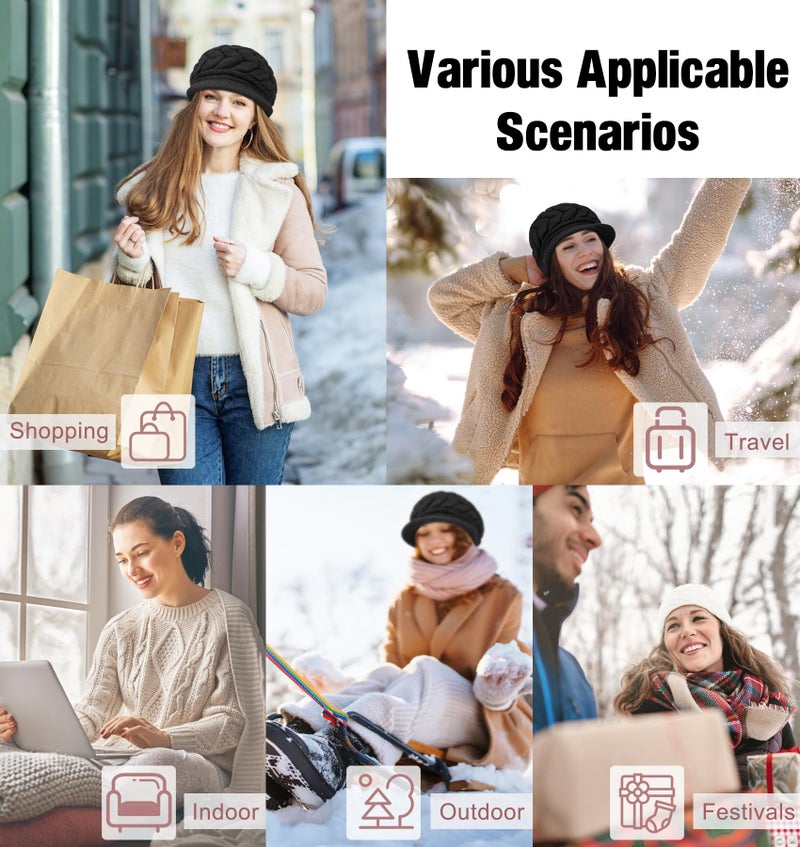 YSense 2 Pack Womens Winter Hats Warm Knit Hat Slouchy Beanie Cap with Brim Gifts - Image 5